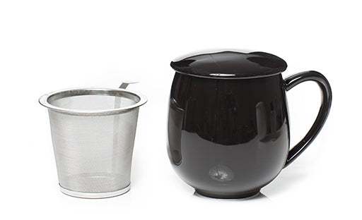 Lockfat Temugg Sara Svart med sil och lock/fat – Brunkullans Te