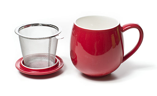 Lockfat Temugg Sara Röd med sil och lock/fat – Brunkullans Te